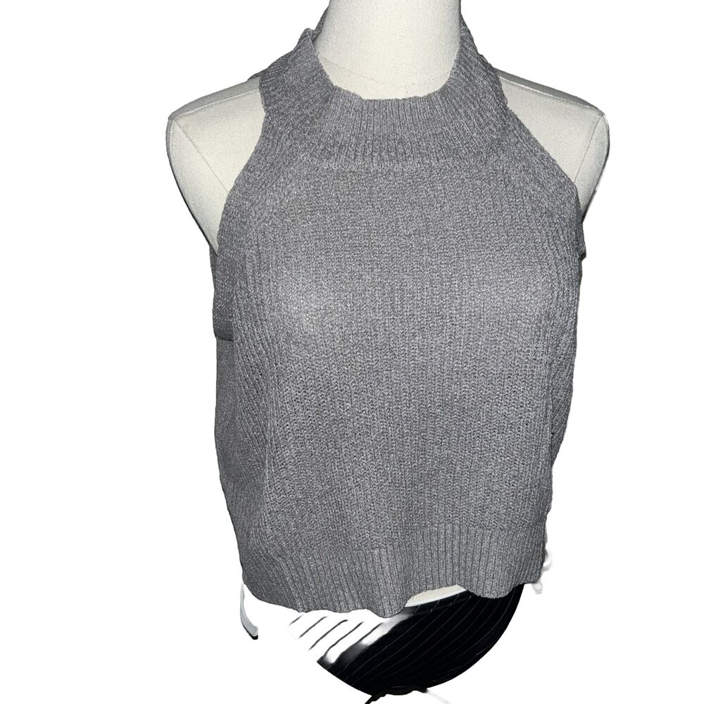 Witsmile Gray Sweater Cropped Tank Top Mock Turtleneck Women’s Size XL